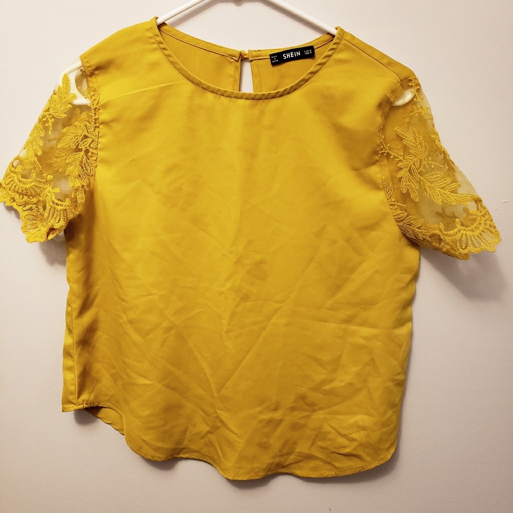 Yellow, silky, blouse